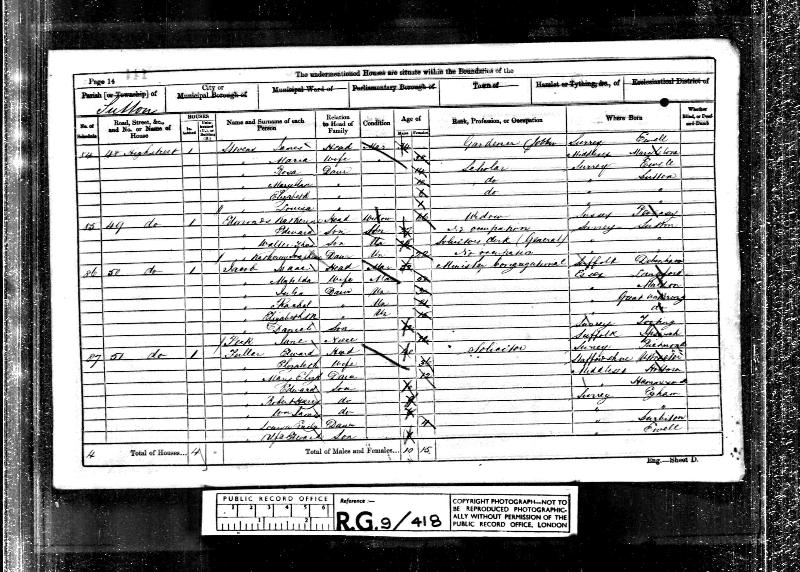 Edmonds (Katherine nee Rippington) 1861 Census